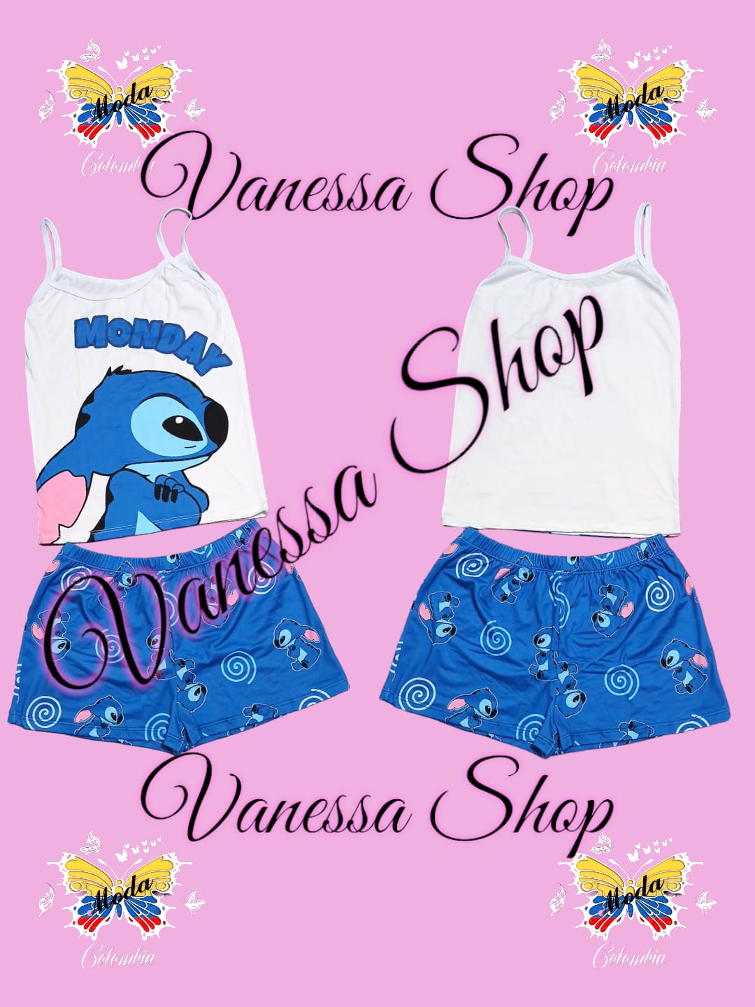 Pijama Tira Short Set 2 piezas-Estilo Stitch