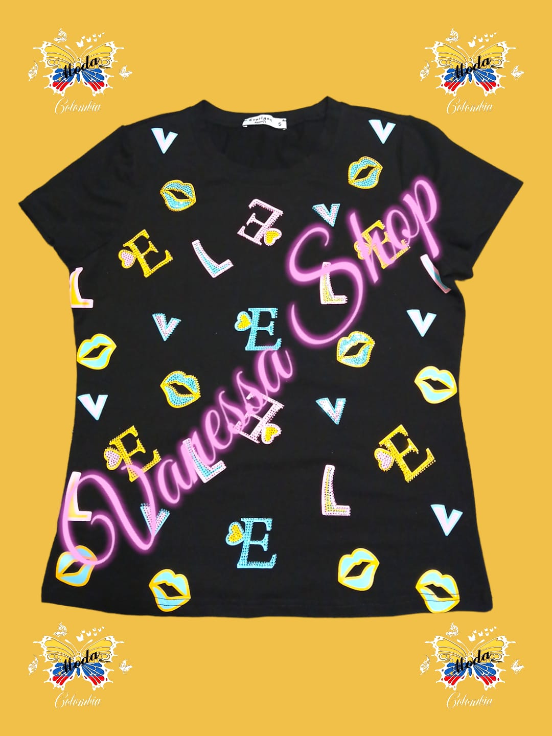 BLUSA DE MUJER CARTOON- Estilo love ( negra)