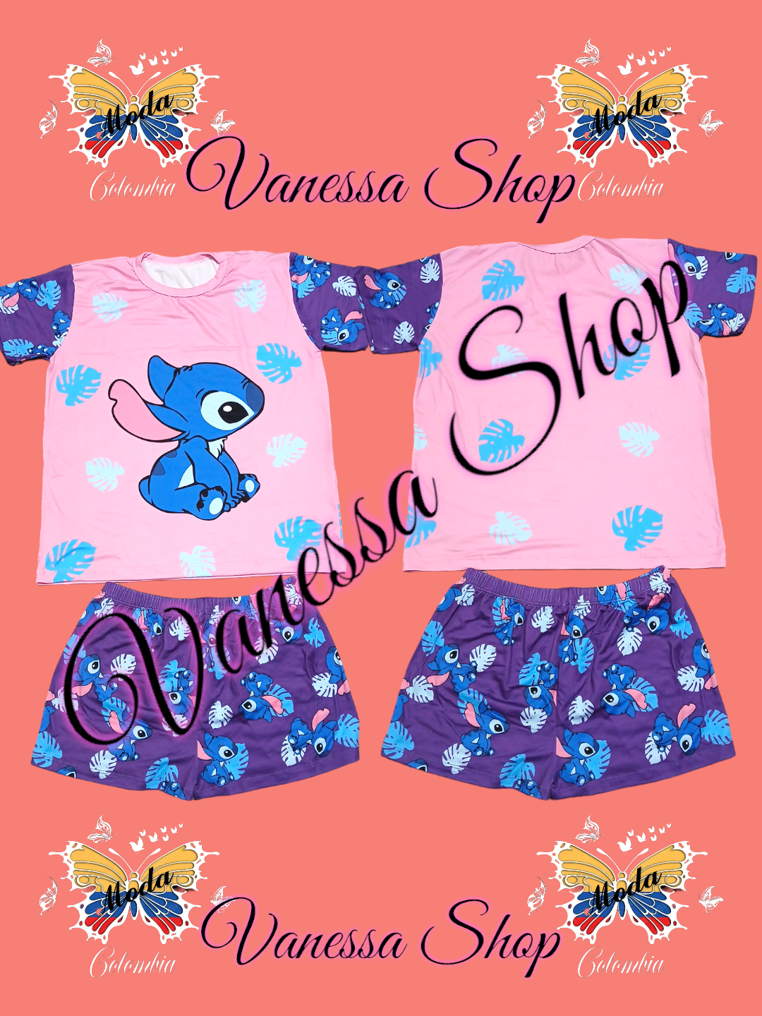 Pijama Camisa Short Estilo Stich.