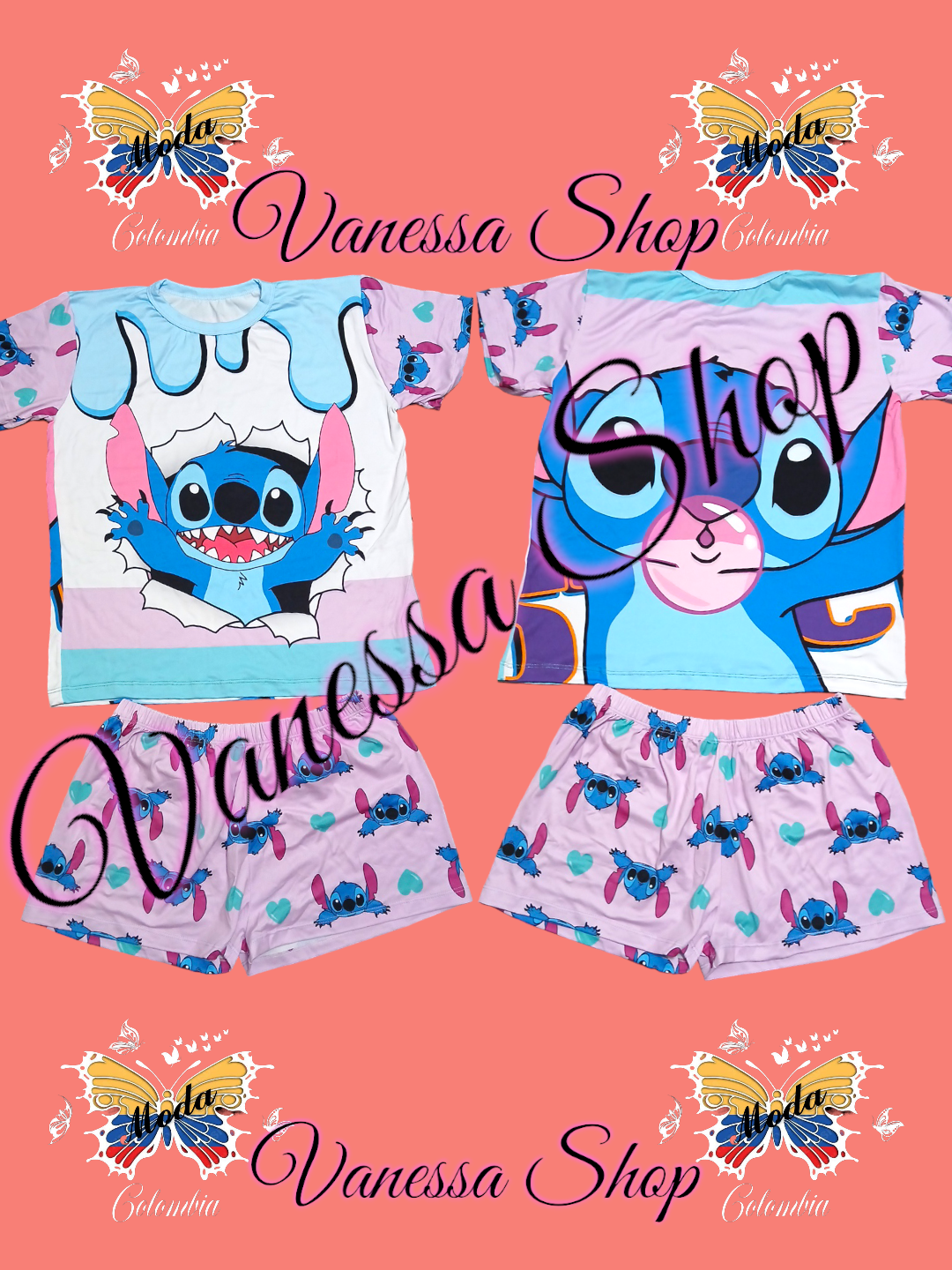 Pijama Camisa Short Estilo Stich.
