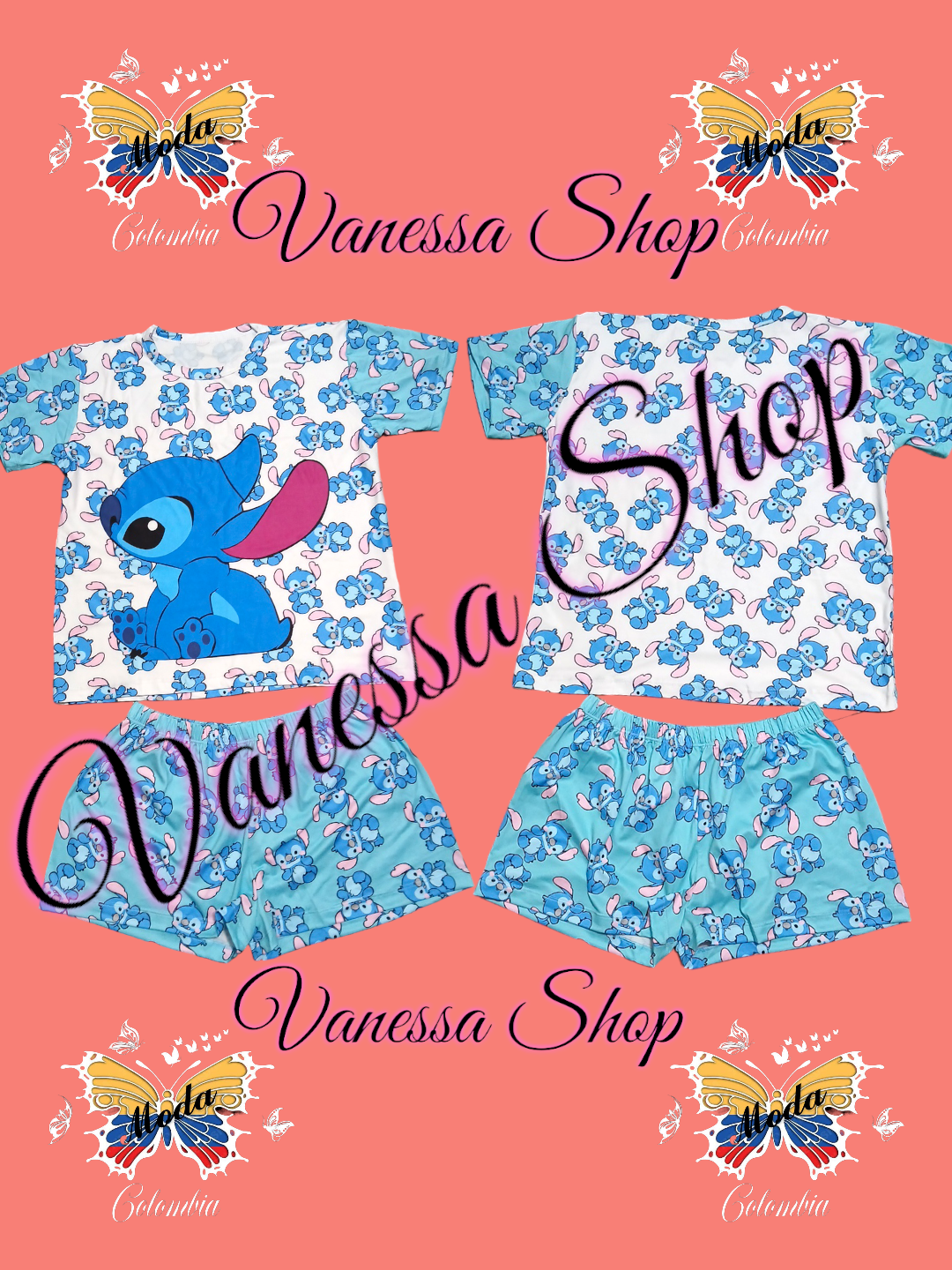 Pijama Camisa Short Estilo Stich.
