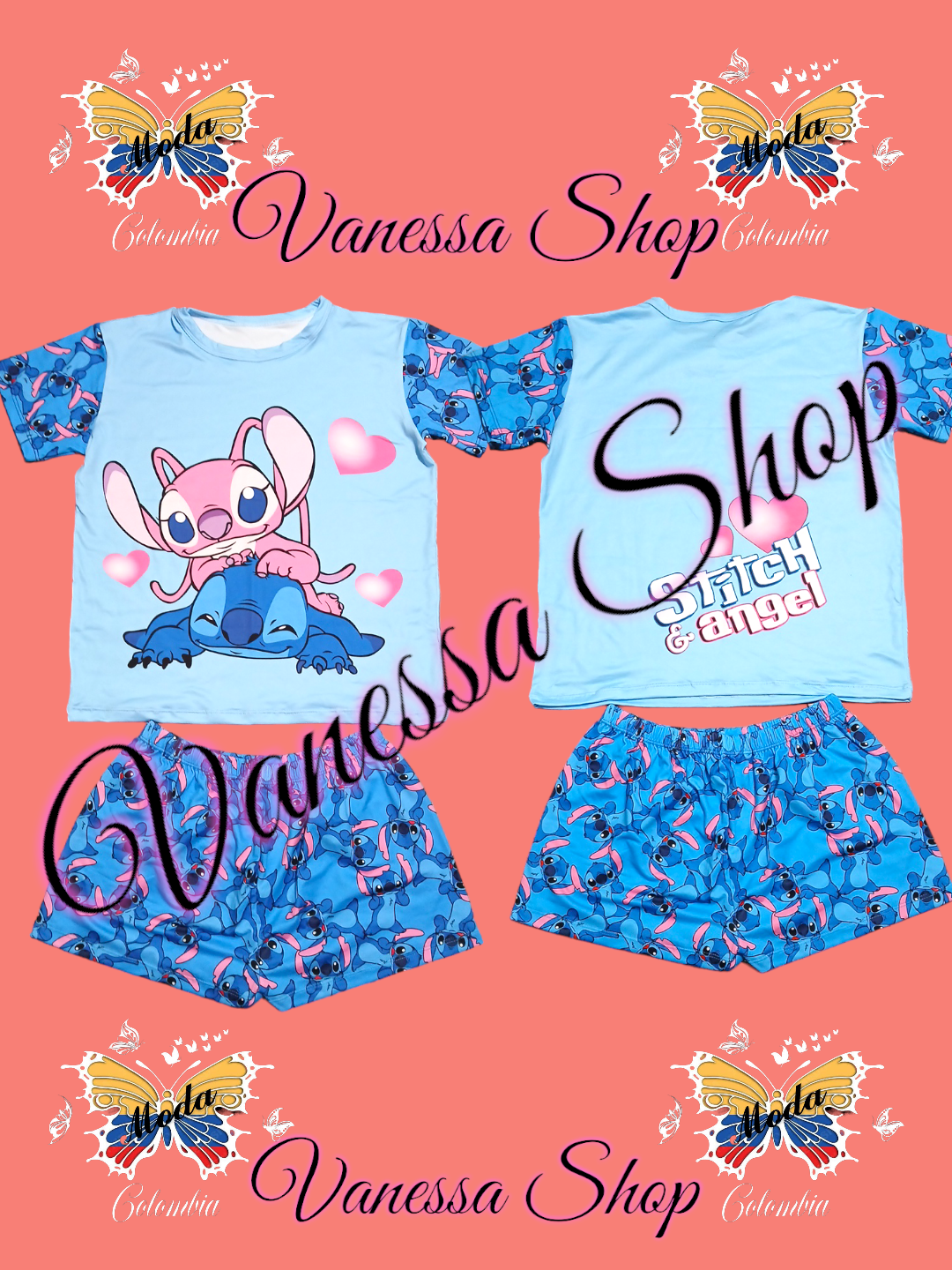 Pijama Camisa Short Estilo Stich.
